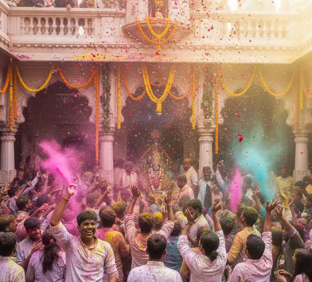 Banke Bihari Temple Holi celebration